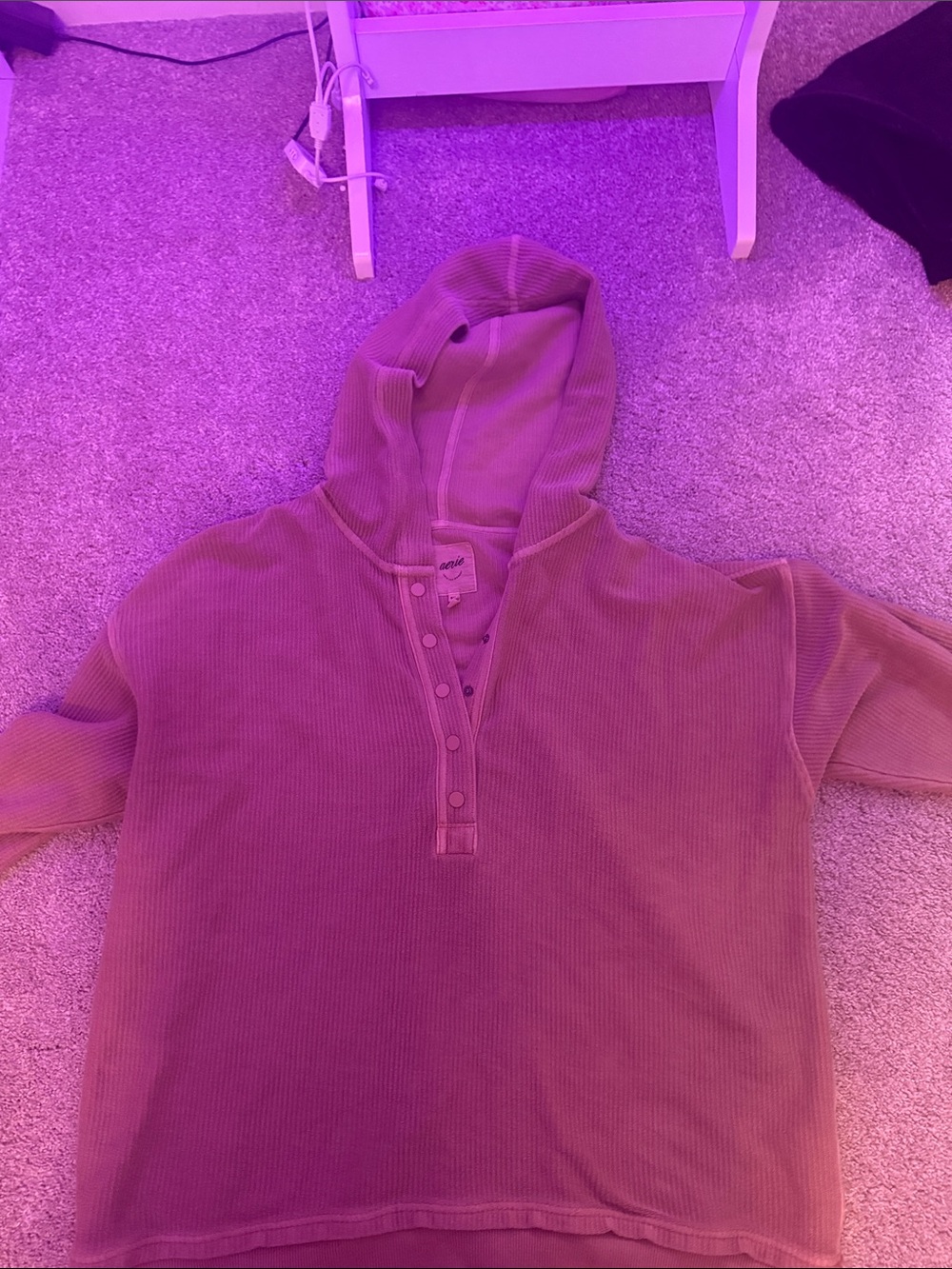 aerie Corded Hooded Pullover - Mauve
